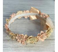 Kids Dreams Ribbon & Pearl Flower Crown - Various Colours - Blush & Champagne