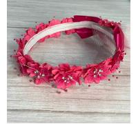 Kids Dreams Ribbon & Pearl Flower Crown - Various Colours - Fuchsia