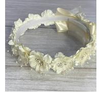 Kids Dreams Ribbon & Pearl Flower Crown - Various Colours - Ivory