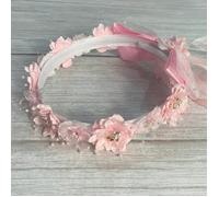 Kids Dreams Ribbon & Pearl Flower Crown - Various Colours - Pink