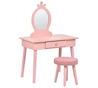 Kids Dressing Table with Mirror and Stool Pink MARGIE