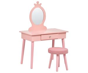 Kids Dressing Table with Mirror and Stool Pink MARGIE