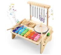 Kids Drum Kit, Toddlers Musical Instruments, Wooden Toys Montessori Instrument For Toddler, Baby Drums Musical Toys Gifts for 3 4 5 Years Old Girls Boys