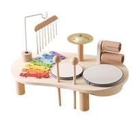Kids Drum Set 5 in 1 Wooden Toddler Drum Set Educational Kids Musical Instruments Baby Safe Enlightening Percussion Instruments for Birthday Toddler Baby