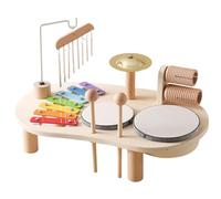 Kids Drum Set 5 in 1 Wooden Toddler Drum Set Educational Kids Musical Instruments Baby Safe Enlightening Percussion Instruments for Birthday Gift, Toys