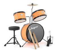 Kids Drum Set for Beginners, 5-Piece Complete Junior Percussion Set with 14 Inch Drum, 2 Toms,Throne Stool, Cymbal & Pedal for Boys and Girls Home Practice, Learning & Gifts, Orange