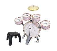 AWHAO Kids Drum Set Jazz Drum Kit Easy to Use Early Learning Musical Instruments Toy Musical Toy Set for Party Beginners Gift, Pink