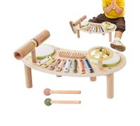 Kids Drum Set, Wooden Rhythm Xylophone, Musical Kit with Moon Build, Integrated Musical Percussion Set, Sensory Learning with Innovative Natural Style Gift for Boys and Girls