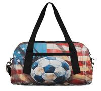 Kids Duffle Bag Boys Girls Small Sport Dance Gym Bag for Overnight Travel Weekender Carry On, Baseball and American Flag, 18.5"L x 9.4"W x 7.8"H