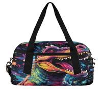 Kids Duffle Bag Boys Girls Small Sport Dance Gym Bag for Overnight Travel Weekender Carry On, Colorful Dinosaurs, 18.5"L x 9.4"W x 7.8"H