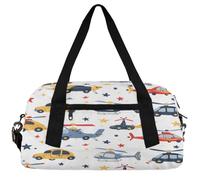 Kids Duffle Bag Boys Girls Small Sport Dance Gym Bag for Overnight Travel Weekender Carry On, TraTruck Cars, 18.5"L x 9.4"W x 7.8"H