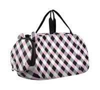 Kids Duffle Bag for Boys Girls Blush Black Plaid Tartan Pattern