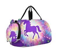 Kids Duffle Bag for Boys Girls Cosmic Purple Equine | Overnight Bags Weekender Sleepover Carry-On Tote for Traveling Gym Sport Dance