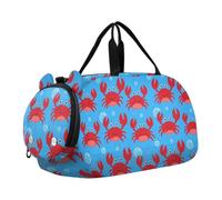 Kids Duffle Bag for Boys Girls Cute Red Crab Water Bubbles Ocean Birthday | Overnight Bags Weekender Sleepover Carry-On Tote for Traveling Gym Sport Dance