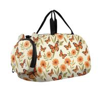 Kids Duffle Bag for Boys Girls Monarch Butterfly Flower | Overnight Bags Weekender Sleepover Carry-On Tote for Traveling Gym Sport Dance