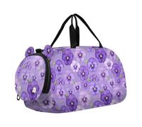 Kids Duffle Bag for Boys Girls Purple Pansy Flowers | Overnight Bags Weekender Sleepover Carry-On Tote for Traveling Gym Sport Dance