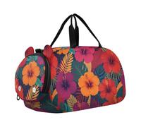 Kids Duffle Bag for Boys Girls Turquoise Hibiscus Bloom