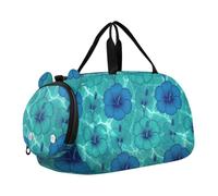 Kids Duffle Bag for Boys Girls Turquoise Hibiscus Bloom | Overnight Bags Weekender Sleepover Carry-On Tote for Traveling Gym Sport Dance