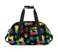 Kids Duffle Bag for Boys - Sport Gym Duffel Bag Overnight Bag Carry On Weekender Bag for Travel School Practice Workout, Autism Awareness, 18.9 x 8.7 x 10.6