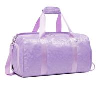 Kids Duffle Bag for Girls Dance Bag Kids Gym Bag Travel Bag for Weekender Sleepover Overnight Bag with Shoe Compartment and Wet Pocket, Leopard Purple