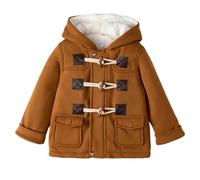 Kids' Duffle Coats with Toggle Closures, Fleece-Lined Hood Warm Wool-Blend Outerwear Boy Girls Stylish Casual Autumn Winter School Outdoor Adventures Brown 4 Years