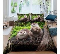 Kids Duvet Cover Cute Otter Bedding Set For Boys Girls Children Zoo Animal Comforter Cover Ultra Soft Lovely Wildlife Decor Bedspread Cover Super King Zipper