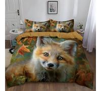 Kids' Duvet Cover Sets Khaki Duvet Covers Forest Fox Photography Style Bed Sets 3 Pieces 1 Duvet Cover Ultra Soft and 2 Pillow Bedding for Boys Girls Kids Super King