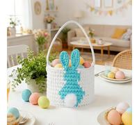 Kids Easter Basket Gifts For Toddler Baby Boys Easter Basket, Woven Easter Baskets With 3D Ear Tail Cute Bunny Gift Bags Empty For Egg Hunt Living Room Candy Gifts Stuffers Toy Storage, 7.9'' x 7.1''