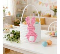 Kids Easter Basket Gifts For Toddler Baby Girls Easter Basket, Woven Easter Baskets With 3D Ear Tail Cute Bunny Gift Bags Empty For Egg Hunt Living Room Candy Gifts Stuffers Toy Storage, 7.9'' x 7.1''