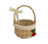 Kids Easter Baskets With Handle Easter Egg Hunt Easters Wicker Basket, Small Wicker Storage Basket, Fruit Picnic Egg Woven Baskets