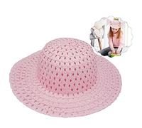 Kids Easter Bonnet Hat Pink, Arts and Craft Summer Woven Hat for Spring Party Decoration, Colourful Spring Straw Hat