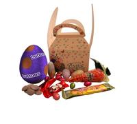Kids Easter Hamper Egg Hunt Box for Boys & Girls - Buttons Egg, Jelly Carrots, Chocolate Bunny, Foiled Milk Chocolate Eggs & Chocolate Lolly Gift Set