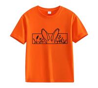 Kids Easter Shirt Boys Girls Happy Easter Bunny Rabbit Graphic Tees Cute Toddler Short Sleeve Tops Crewneck Funny Baby Clothes (Orange, 8-9 Years)