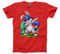 Kids Easter Tshirt - Childrens Easter 67 Bunny Kid T-Shirt 6-7 Easter Egg Hunt Sunday Monday Outfit Unisex Top Six Seven Tee - 9-11 Years Red