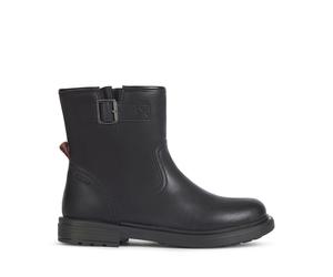 Kids Eclair Flat Leather Ankle Boots Black