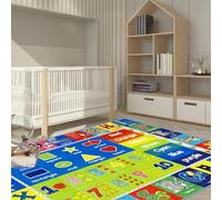 Kids Educational Rug, Large ABC Alphabet, Numbers, Shapes & Colours Learning Carpet, Non-Slip & Washable Play Mat, Fun Interactive Floor Mat for Playroom, Bedroom & Nursery (ABC Rug, 120 * 140)