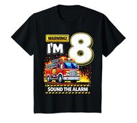Kids Eight 8yr 8th Birthday Fire Truck Firefighter 8 Year Old Boy T-Shirt
