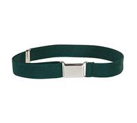 Kids Elastic Adjustable Strech Belt With Silver Square Buckle - Hunter Green