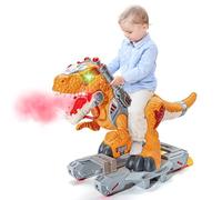 Kids Electric Dinosaur Ride On Toys, Toddler Ride On Cars with Music, Light & Smoke, Preschool Kids Scooter Foot-to-Floor Walker, Electric Toddler Car Toys Indoor and Outdoor(Yellow)