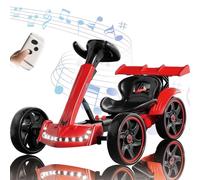 Kids electric Foldable go-kart w/drift function,12V Battery Powered Cars for Kids w/Remote Control,Pedal Go-Karts with Adjustable Seat & Music/Lights,Ride On Toy for Indoor Outdoor,Red