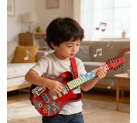 Kids Electric Guitar Toy for 15 Year Old Boy Gift, Small Toy Electric Guitars with 4 Strings for Toddlers Light Up Toddler Guitar Music Toys for Boys Girls Gifts (Pink without Micro)