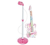 Kids Electric Guitar Toy for 15 Year Old Boy Gift, Small Toy Electric Guitars with 4 Strings for Toddlers Light Up Toddler Guitar Music Toys for Boys Girls Gifts (Pink with Micro)