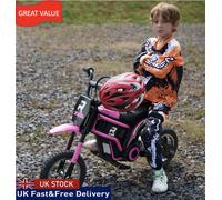 HOMCOM 24V Kids Electric Motorbike with Twist Grip Throttle - Music - Horn - Pink - 119 x 64 x 76.5cm | TJ Hughes