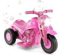 Kids Electric Motorbike, 6V Ride On Motorcycle with Automatic Bubble Function Headlight Music Foot Pedal, 3 Anti-Skip Wheels Vehicle for Children Toddler Ages 3+ (Pink)