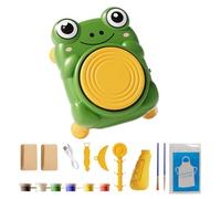 Kids Electric Pottery Machine - Mini Clay Craft Wheel, USB Powered Throwing Kit | No Firing Sculpting Tools Molds Paint Apron Accessories Bundle for Classroom Homeschool Summer Camp