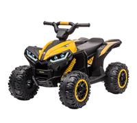 Kids Electric Quad Bike 12V, Ride on ATV Battery Powered with Remote Control, Forward Reverse Functions, LED Headlights, Music, Horn, 2 Speed for Boys and Girls Aged 3-8 Years - Yellow