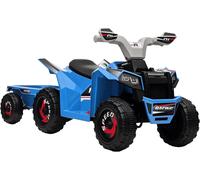 HOMCOM Electric Quad Bike 6V Kids Ride On Back Trailer 18-36 Months Blue | All-Terrain