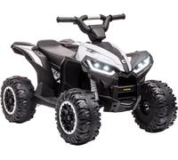 HOMCOM 12V Electric Quad Bike for Kids Ride On ATV for Ages 3-5, White | With Dual Motors, 3-6 km/h, Forward and Reverse, LED Headlights, Horn, USB & TF Music, Battery Indicato