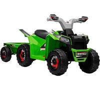 370-277V70GN HOMCOM Electric Quad Bike, 6V Kids Ride On All-Terrain with Back Trailer for Ages 18-36 Months - Green