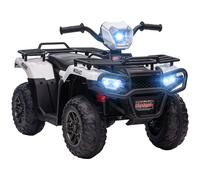 Kids Electric Quad Bike White 88x45x50cm Plastic 12V LED Music 2-Speed USB/MP3